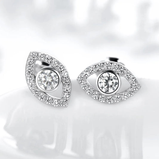 1 Pair Ethnic Style Devil'S Eye Sterling Silver Plating Inlay Zircon Rhodium Plated Ear Studs