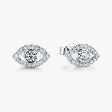 1 Pair Ethnic Style Devil'S Eye Sterling Silver Plating Inlay Zircon Rhodium Plated Ear Studs