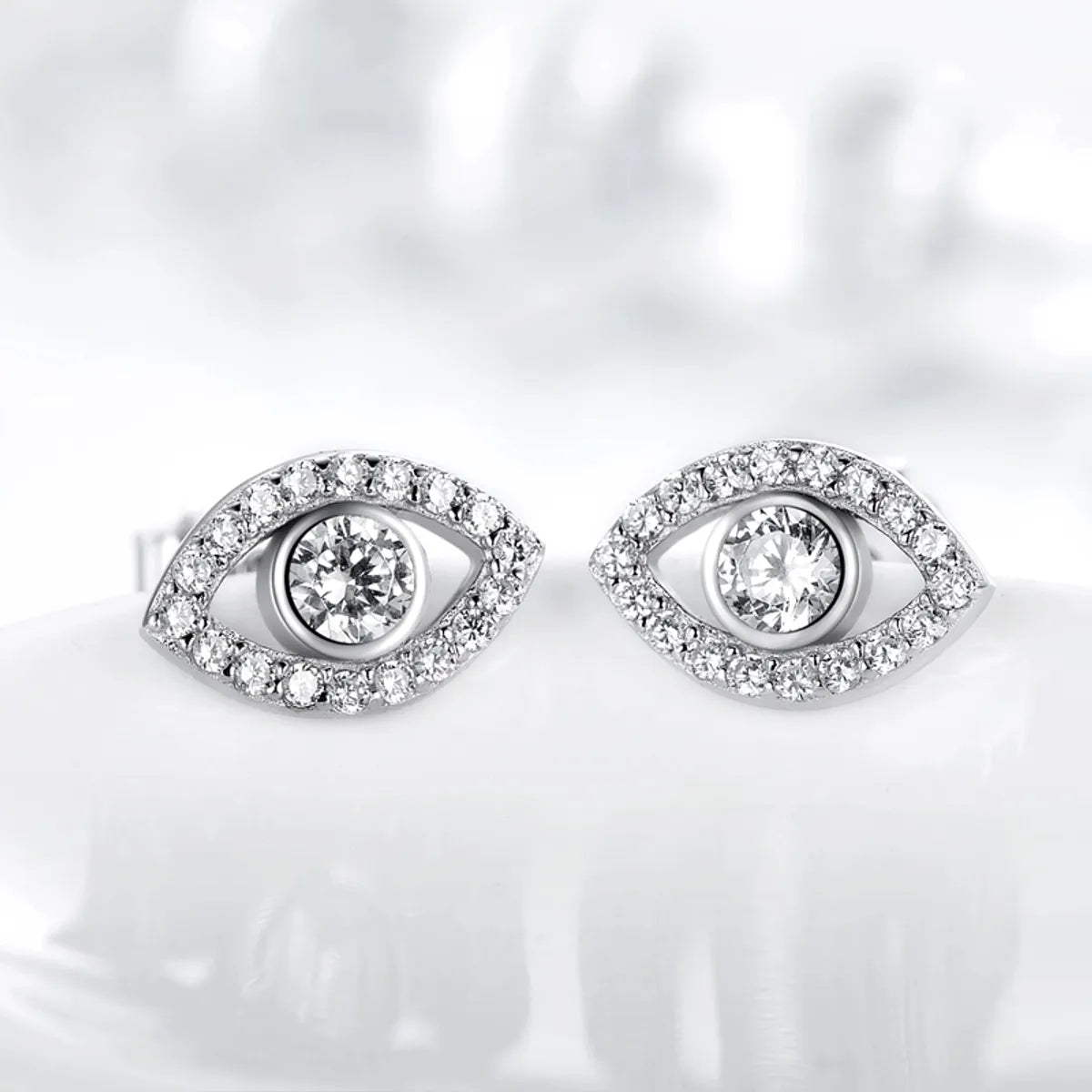 1 Pair Ethnic Style Devil'S Eye Sterling Silver Plating Inlay Zircon Rhodium Plated Ear Studs