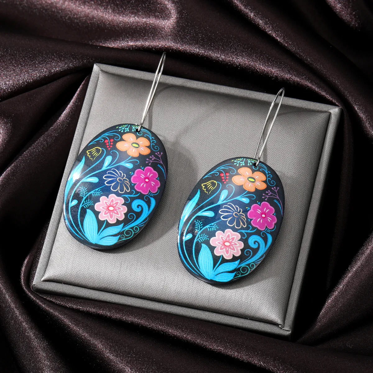 1 Pair Ethnic Style Flower Arylic Alloy Women'S Drop Earrings