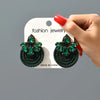 1 Pair Ethnic Style Flower Cloth Rhinestone Women'S Ear Studs