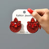 1 Pair Ethnic Style Flower Cloth Rhinestone Women'S Ear Studs