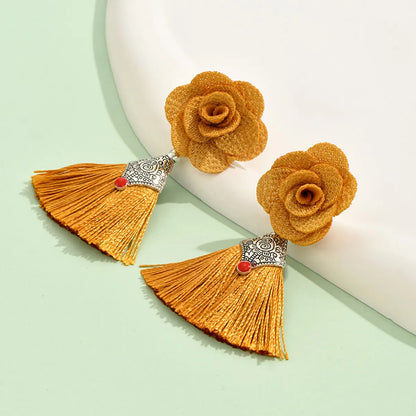 1 Pair Ethnic Style Flower Mixed Materials Drop Earrings