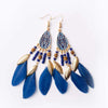 1 Pair Ethnic Style Flower Plating Alloy Feather Drop Earrings