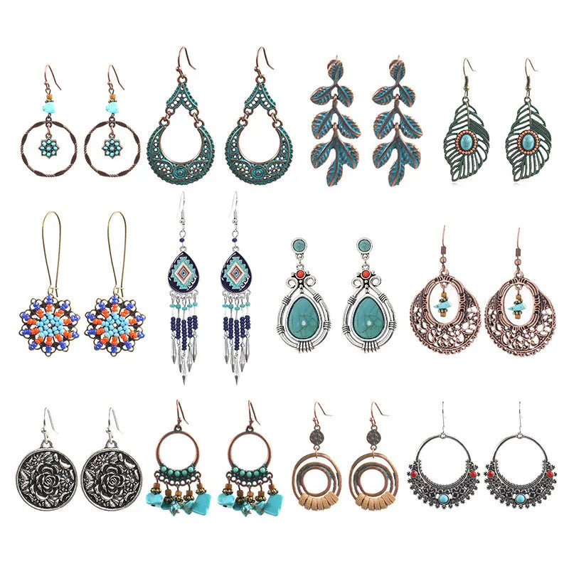 1 Pair Ethnic Style Geometric Alloy Plating Women'S Drop Earrings