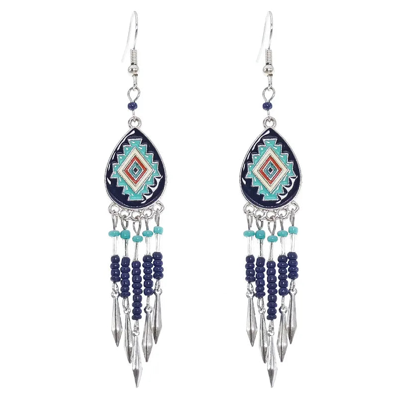 1 Pair Ethnic Style Geometric Alloy Plating Women'S Drop Earrings