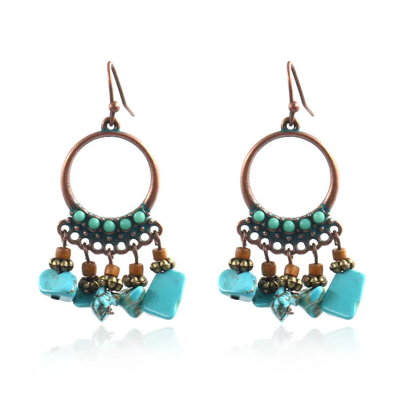 1 Pair Ethnic Style Geometric Alloy Plating Women'S Drop Earrings