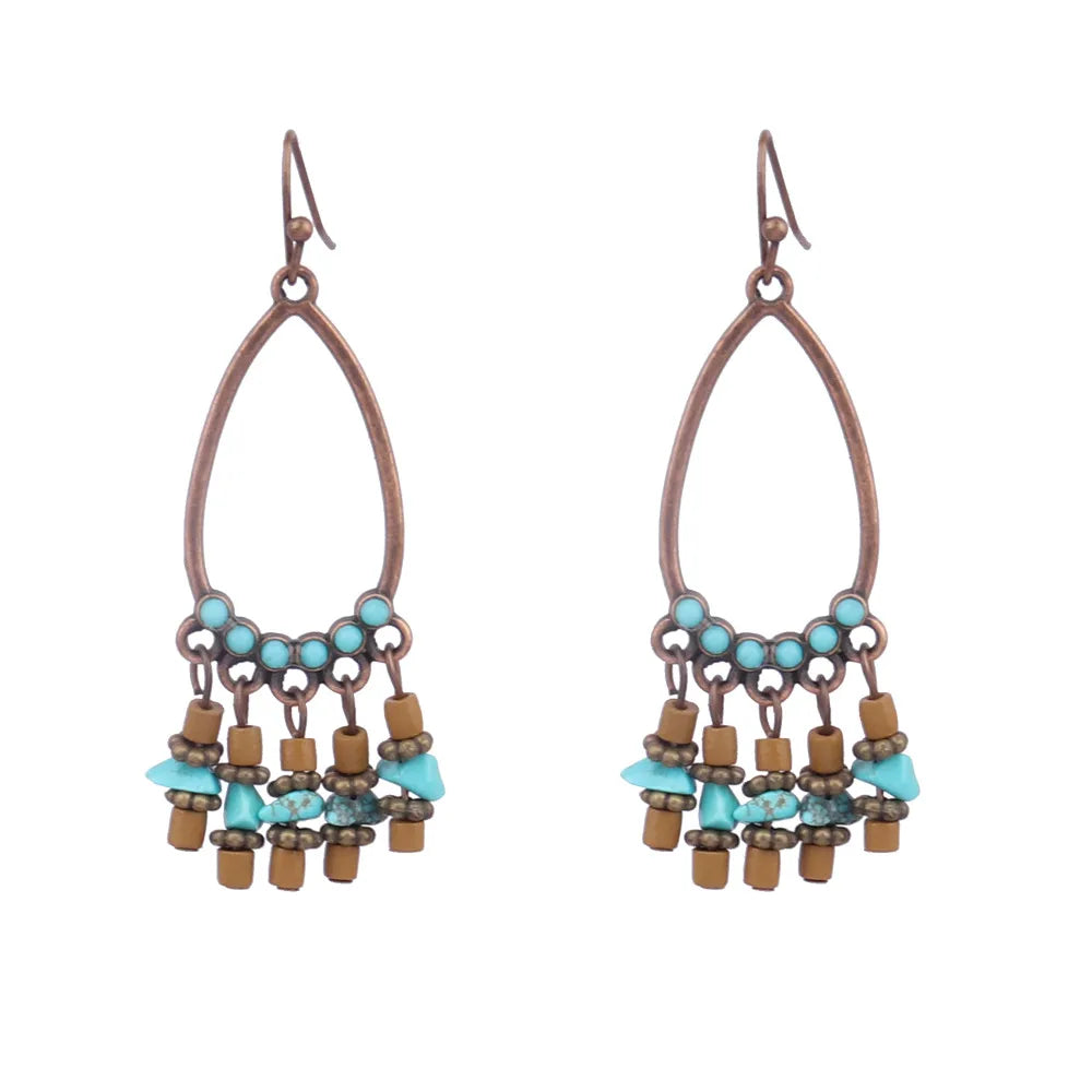 1 Pair Ethnic Style Geometric Alloy Plating Women'S Drop Earrings