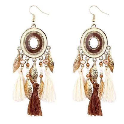 1 Pair Ethnic Style Geometric Leaf Alloy Drop Earrings