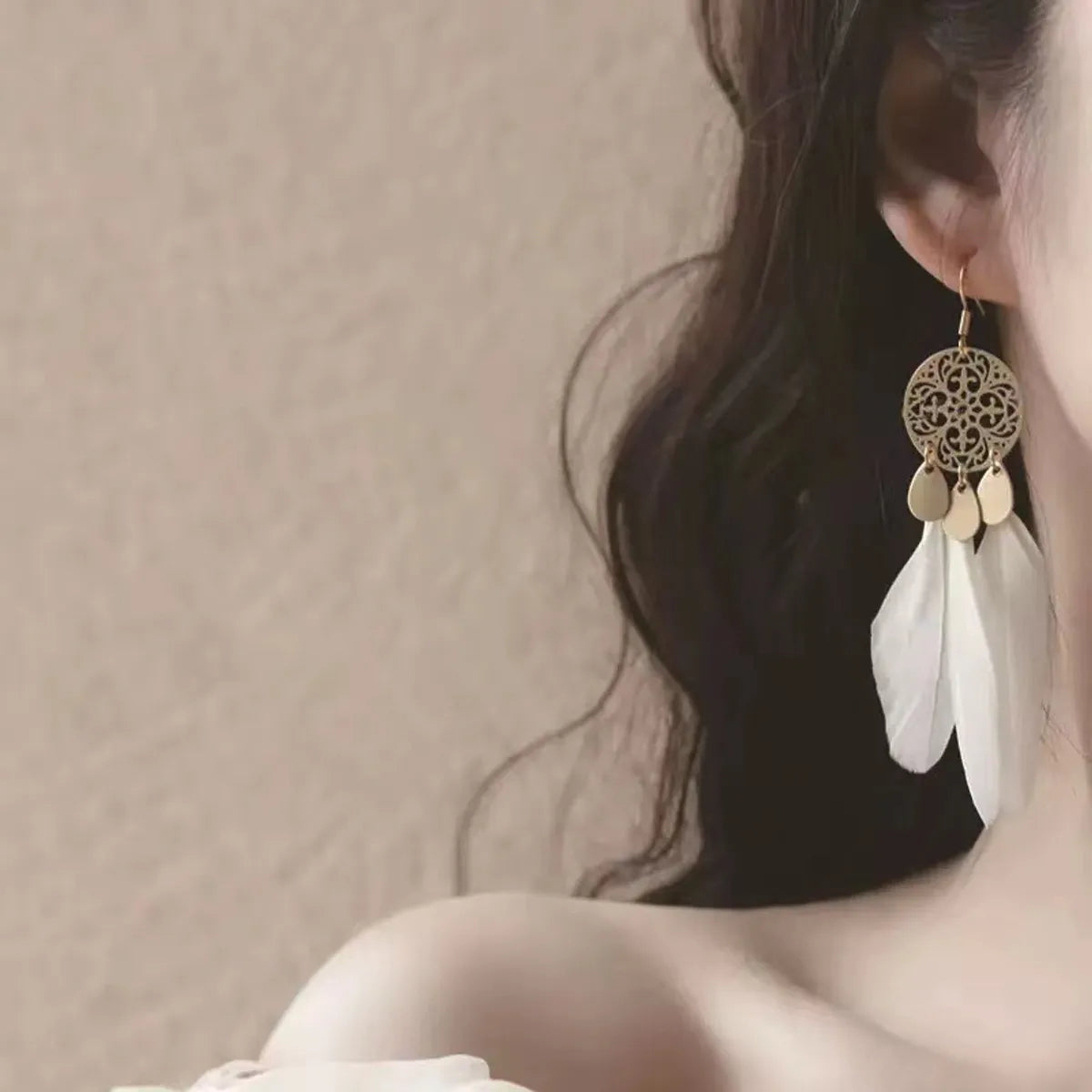 1 Pair Ethnic Style Geometric Leaf Alloy Drop Earrings