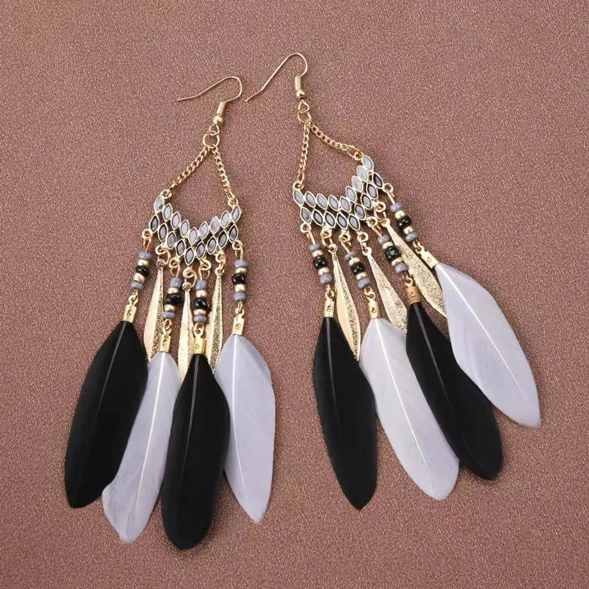 1 Pair Ethnic Style Geometric Leaf Alloy Drop Earrings