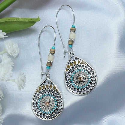 1 Pair Ethnic Style Geometric Plating Alloy Turquoise Drop Earrings