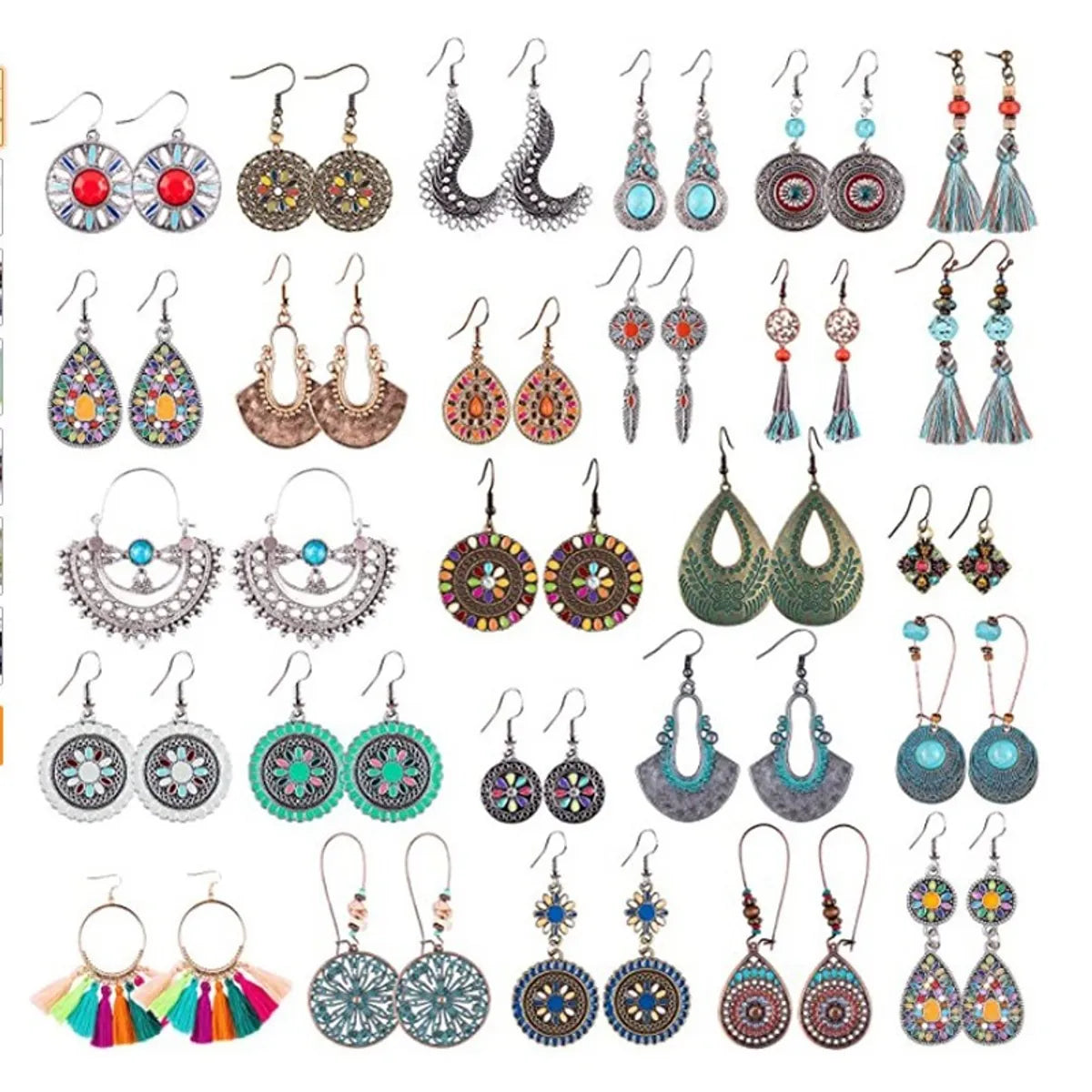 1 Pair Ethnic Style Geometric Plating Alloy Turquoise Drop Earrings