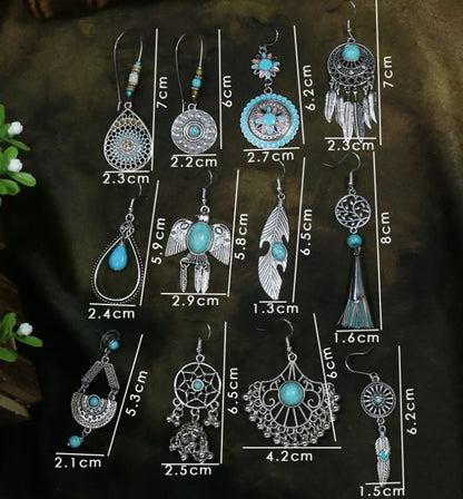 1 Pair Ethnic Style Geometric Plating Alloy Turquoise Drop Earrings