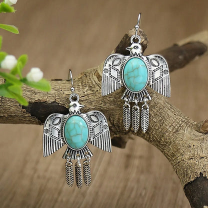 1 Pair Ethnic Style Geometric Plating Alloy Turquoise Drop Earrings