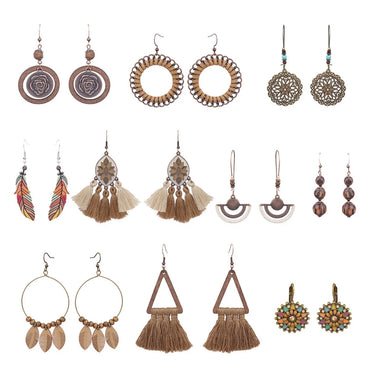 1 Pair Ethnic Style Geometric Pu Leather Metal Tassel Women's Earrings