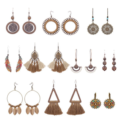 1 Pair Ethnic Style Geometric Pu Leather Metal Tassel Women's Earrings