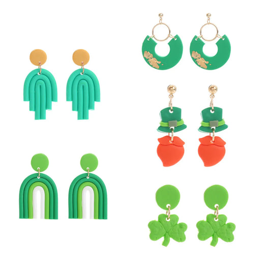 1 Pair Ethnic Style Geometric Soft Clay St. Patrick Women's Drop Earrings