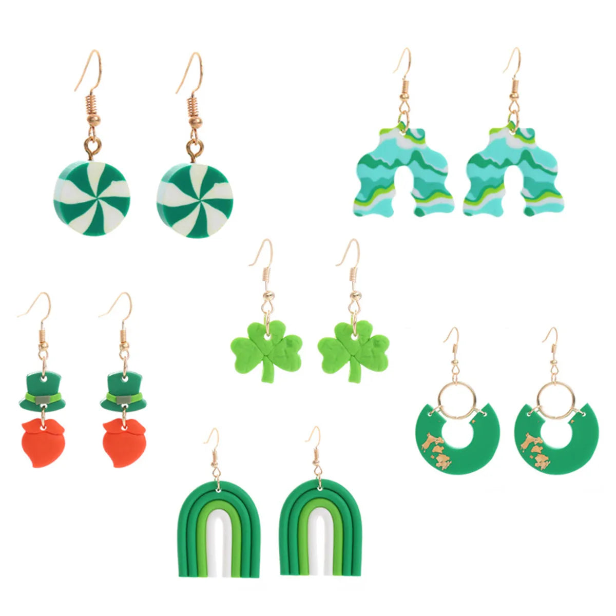 1 Pair Ethnic Style Geometric Soft Clay St. Patrick Women's Drop Earrings