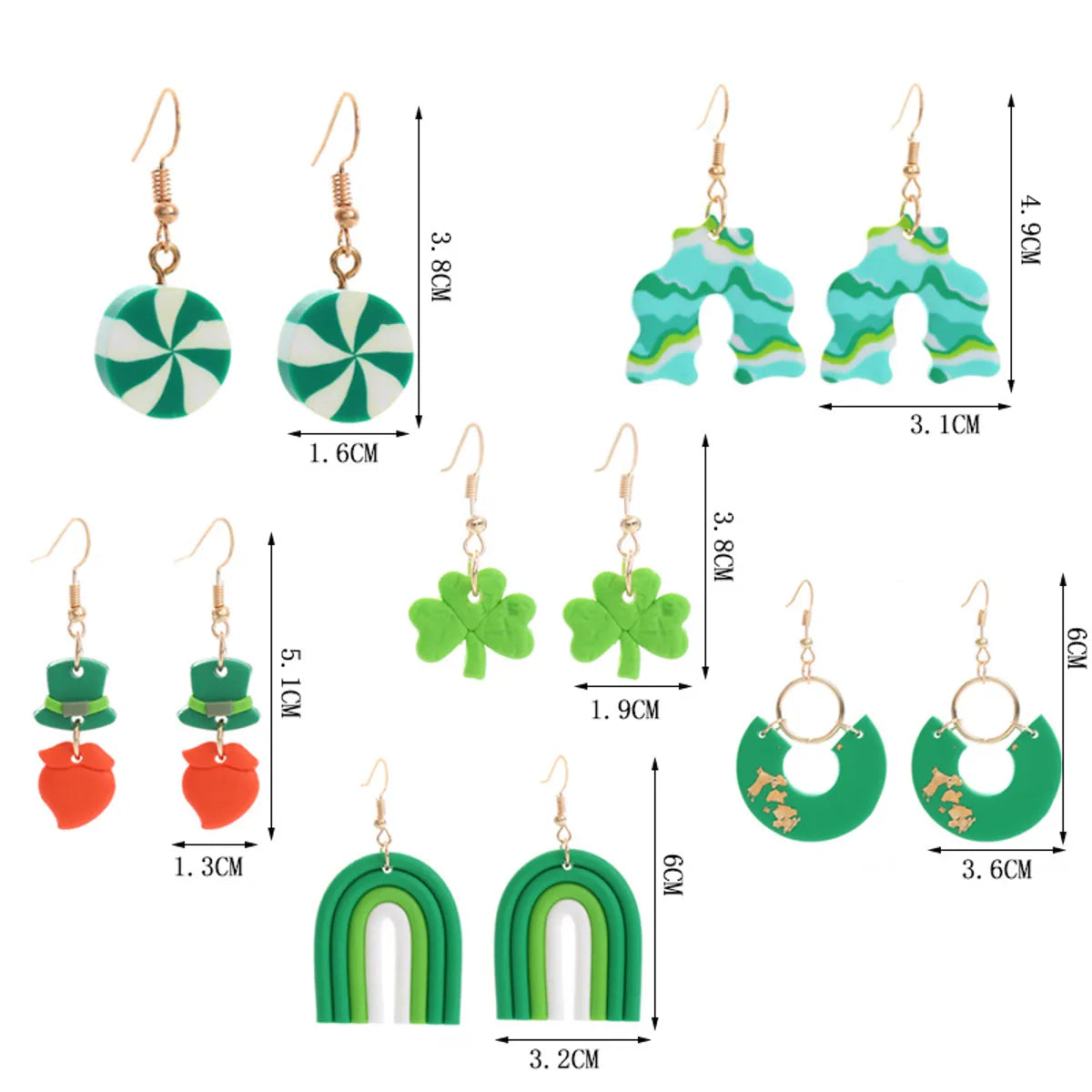 1 Pair Ethnic Style Geometric Soft Clay St. Patrick Women's Drop Earrings