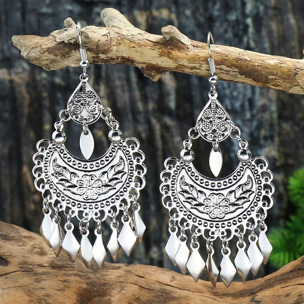 1 Pair Ethnic Style Geometric Tassel Zinc Alloy Drop Earrings