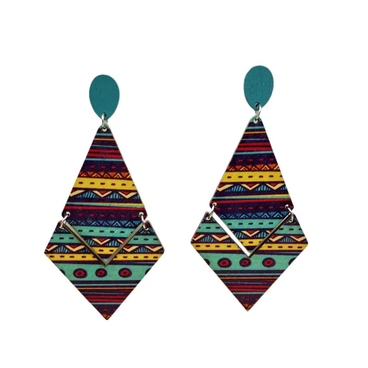 1 Pair Ethnic Style Geometric Wood Women's Drop Earrings