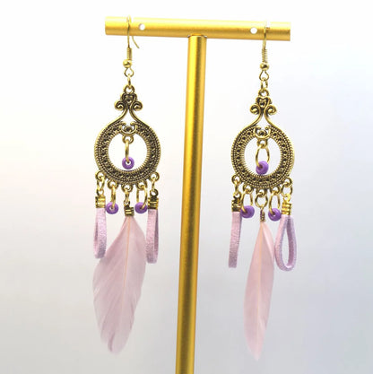 1 Pair Ethnic Style Handmade Alloy Seed Bead Korean Velvet Drop Earrings