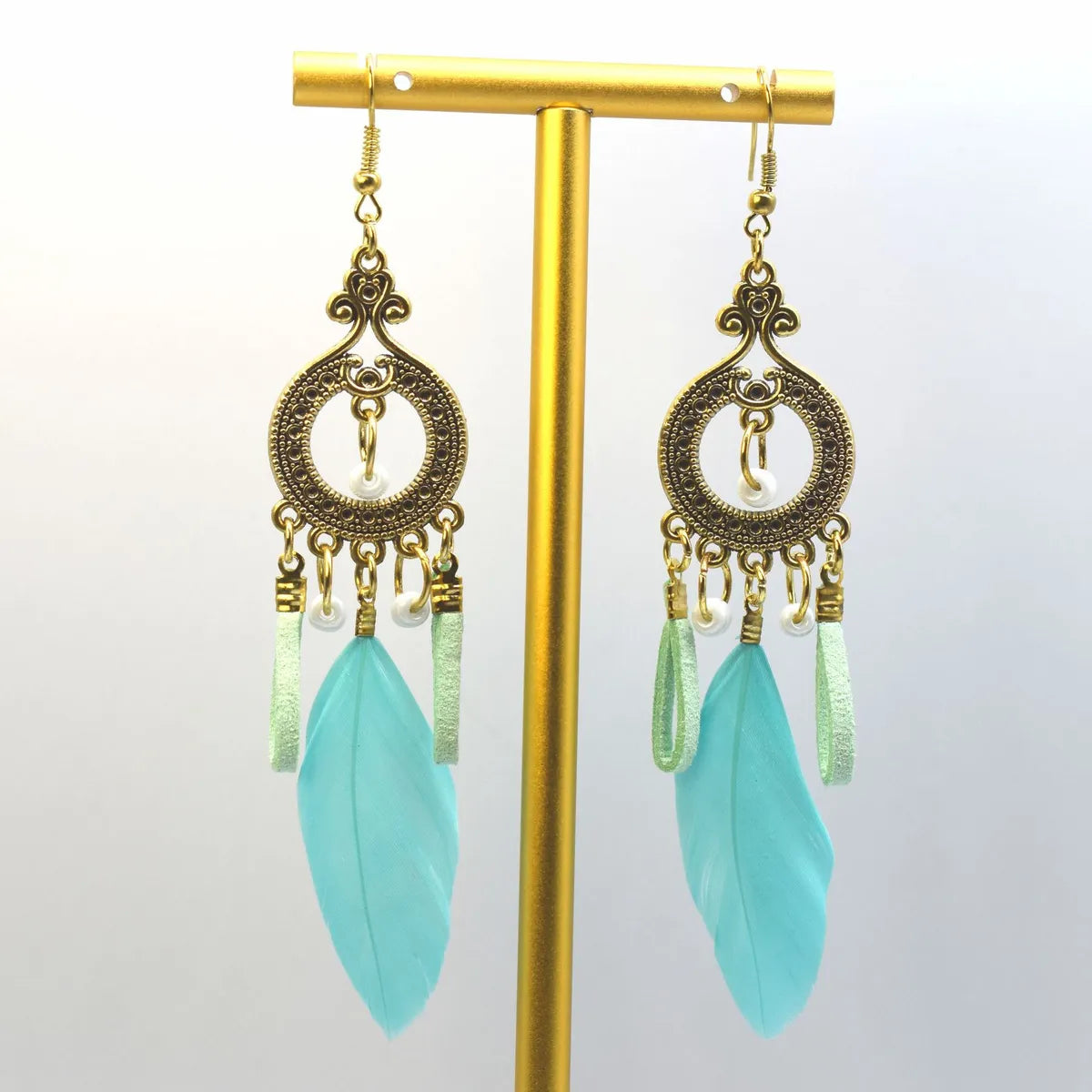 1 Pair Ethnic Style Handmade Alloy Seed Bead Korean Velvet Drop Earrings