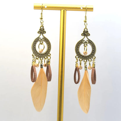 1 Pair Ethnic Style Handmade Alloy Seed Bead Korean Velvet Drop Earrings