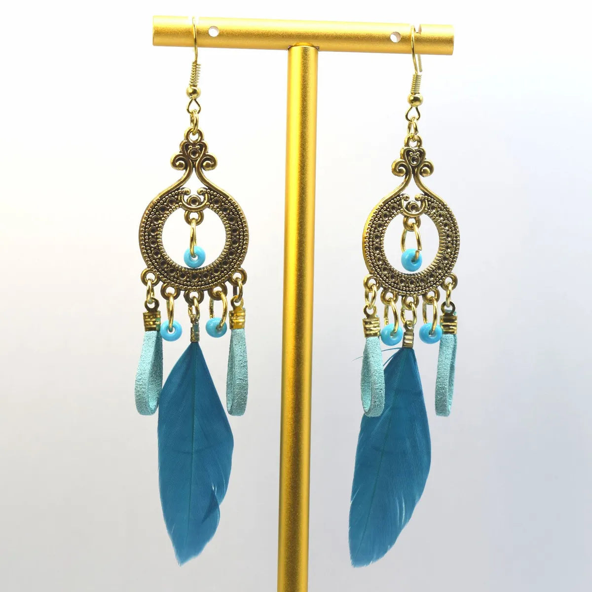 1 Pair Ethnic Style Handmade Alloy Seed Bead Korean Velvet Drop Earrings