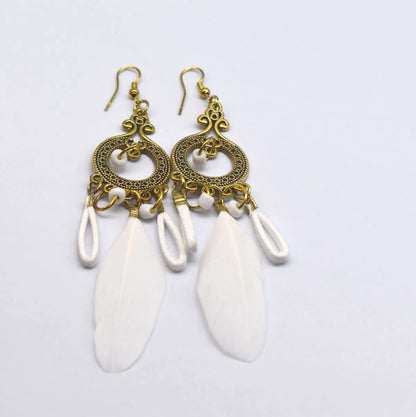 1 Pair Ethnic Style Handmade Alloy Seed Bead Korean Velvet Drop Earrings