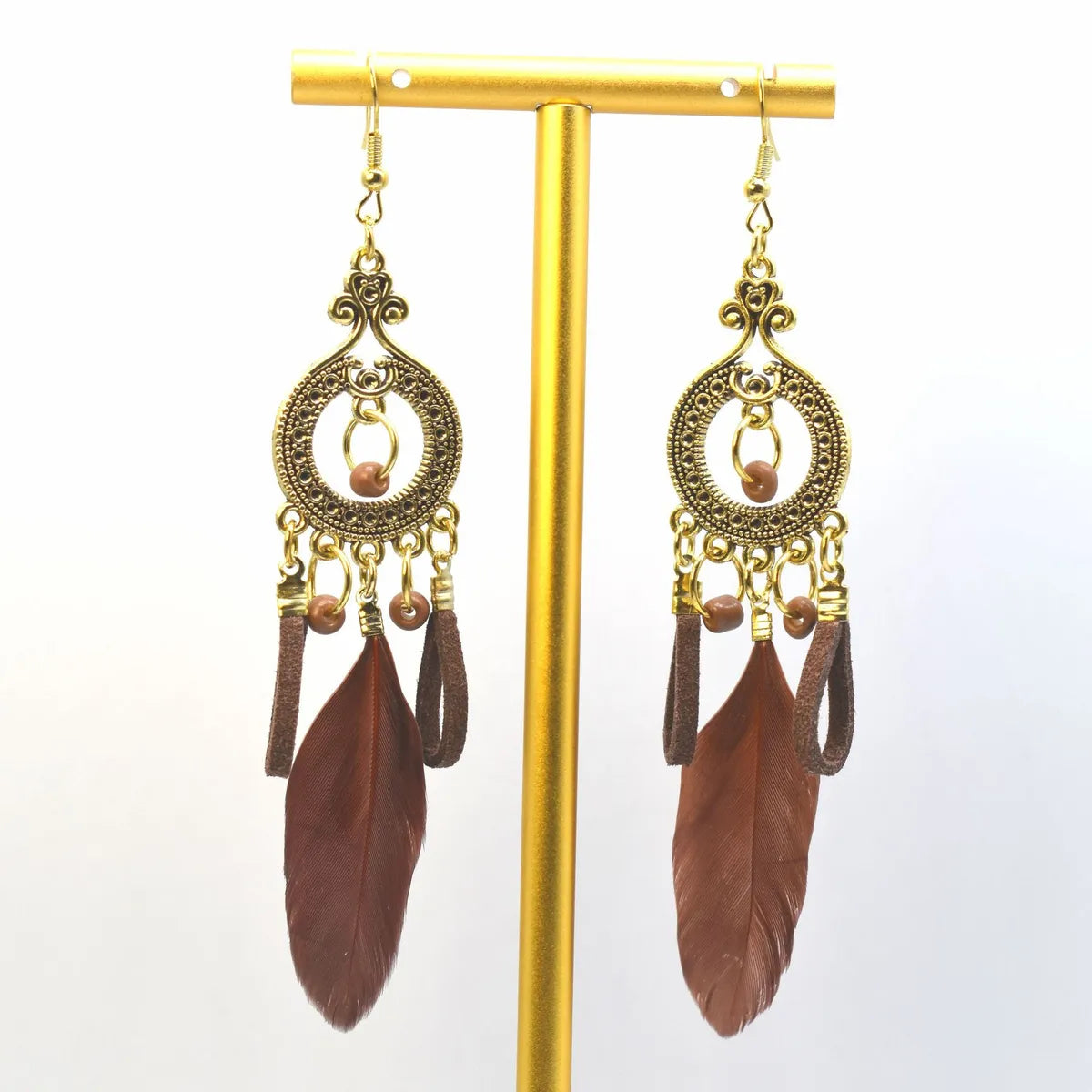 1 Pair Ethnic Style Handmade Alloy Seed Bead Korean Velvet Drop Earrings