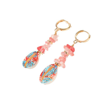 1 Pair Ethnic Style Irregular Beaded Plating Shell Drop Earrings