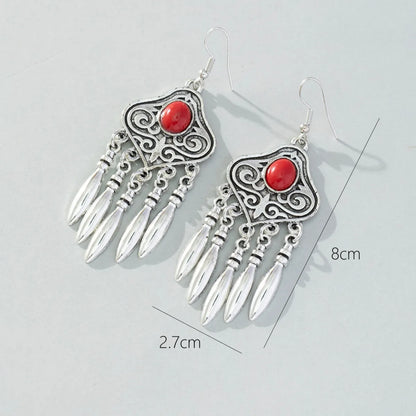 1 Pair Ethnic Style Irregular Inlay Alloy Turquoise Ear Hook