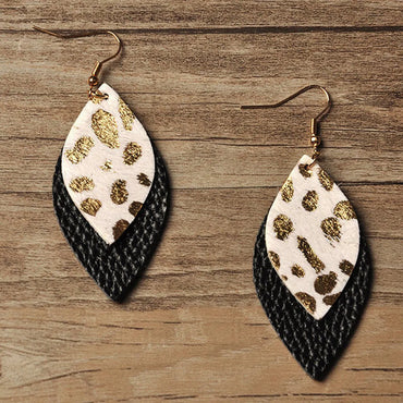 1 Pair Ethnic Style Leopard Pu Leather Drop Earrings