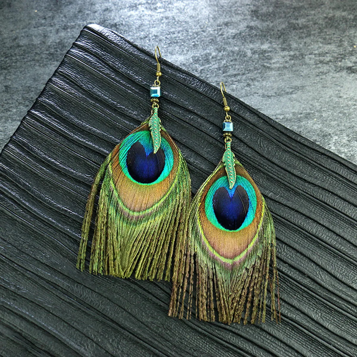 1 Pair Ethnic Style Owl Feather Patchwork Women's Drop Earrings