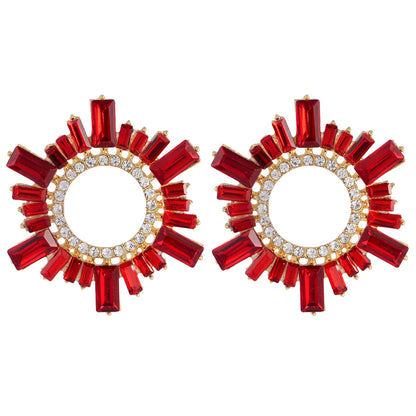 1 Pair Ethnic Style Round Artificial Crystal Drop Earrings