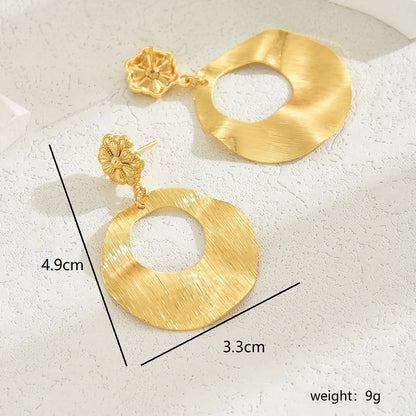 1 Pair Ethnic Style Shiny Star Heart Shape Flower Hollow Out Copper Zinc Alloy 18K Gold Plated Drop Earrings