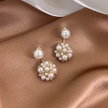 1 Pair Ethnic Style Simple Style Flower Plating Inlay Alloy Pearl Gold Plated Drop Earrings