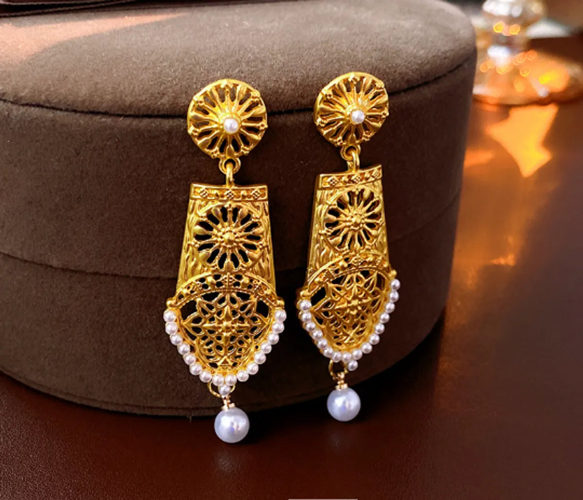 1 Pair Ethnic Style Streetwear Geometric Plating Alloy Drop Earrings Ear Studs