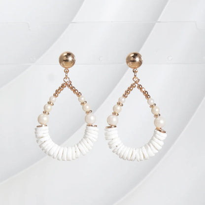 1 Pair Ethnic Style Streetwear Water Droplets Plating Beaded Synthetic Resin Shell 18k Gold Plated Drop Earrings