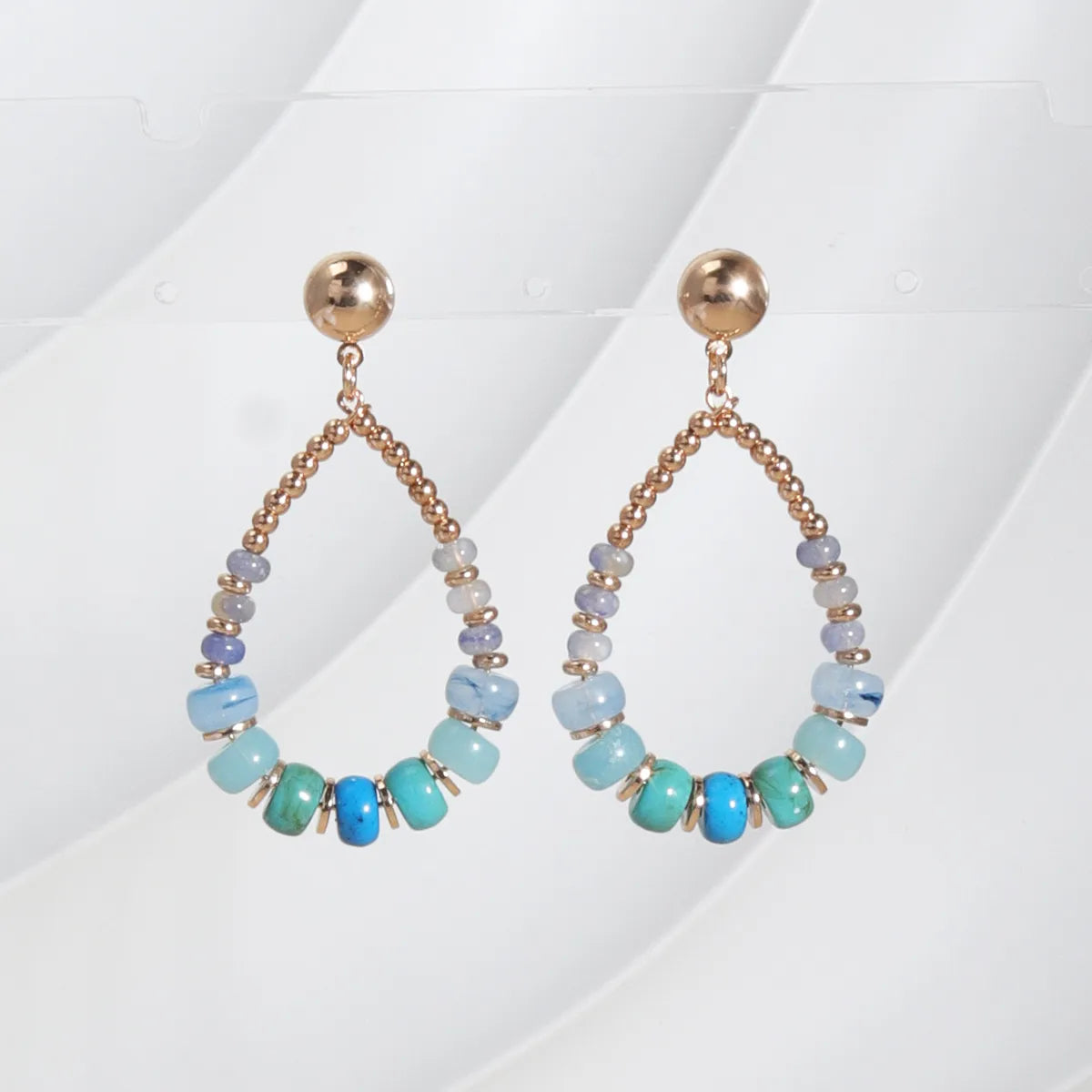 1 Pair Ethnic Style Streetwear Water Droplets Plating Beaded Synthetic Resin Shell 18k Gold Plated Drop Earrings