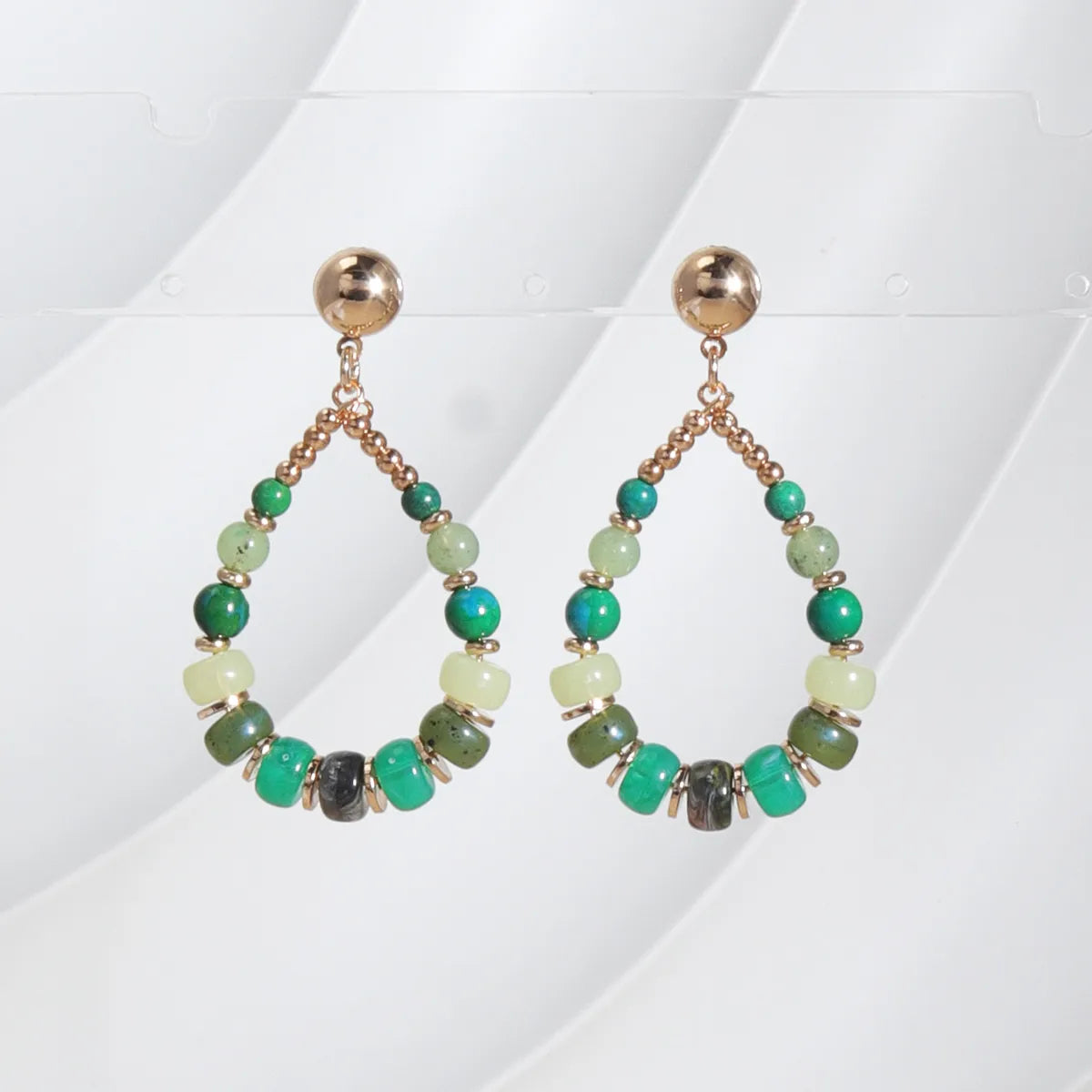 1 Pair Ethnic Style Streetwear Water Droplets Plating Beaded Synthetic Resin Shell 18k Gold Plated Drop Earrings