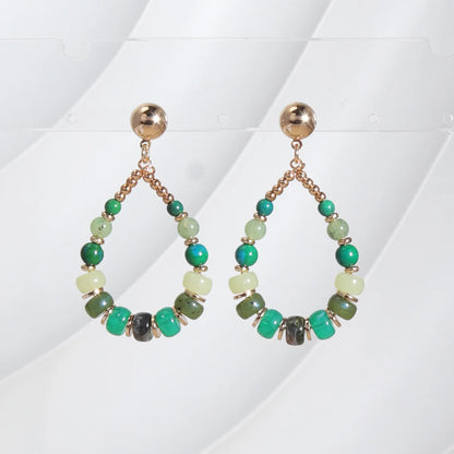 1 Pair Ethnic Style Streetwear Water Droplets Plating Beaded Synthetic Resin Shell 18k Gold Plated Drop Earrings