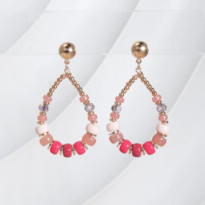 1 Pair Ethnic Style Streetwear Water Droplets Plating Beaded Synthetic Resin Shell 18k Gold Plated Drop Earrings