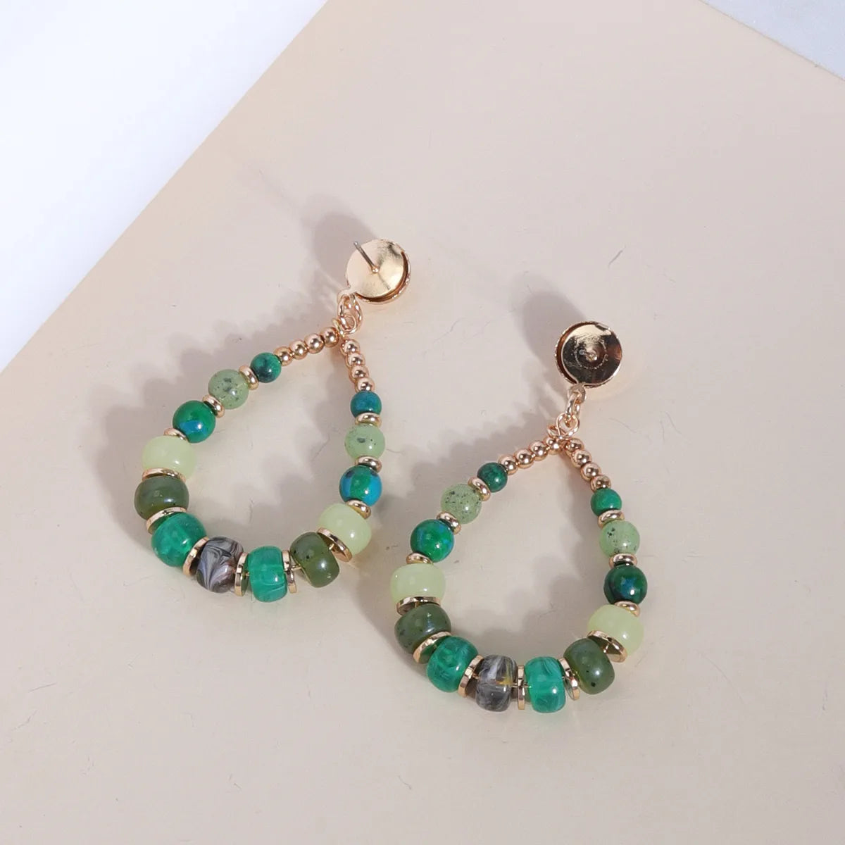 1 Pair Ethnic Style Streetwear Water Droplets Plating Beaded Synthetic Resin Shell 18k Gold Plated Drop Earrings