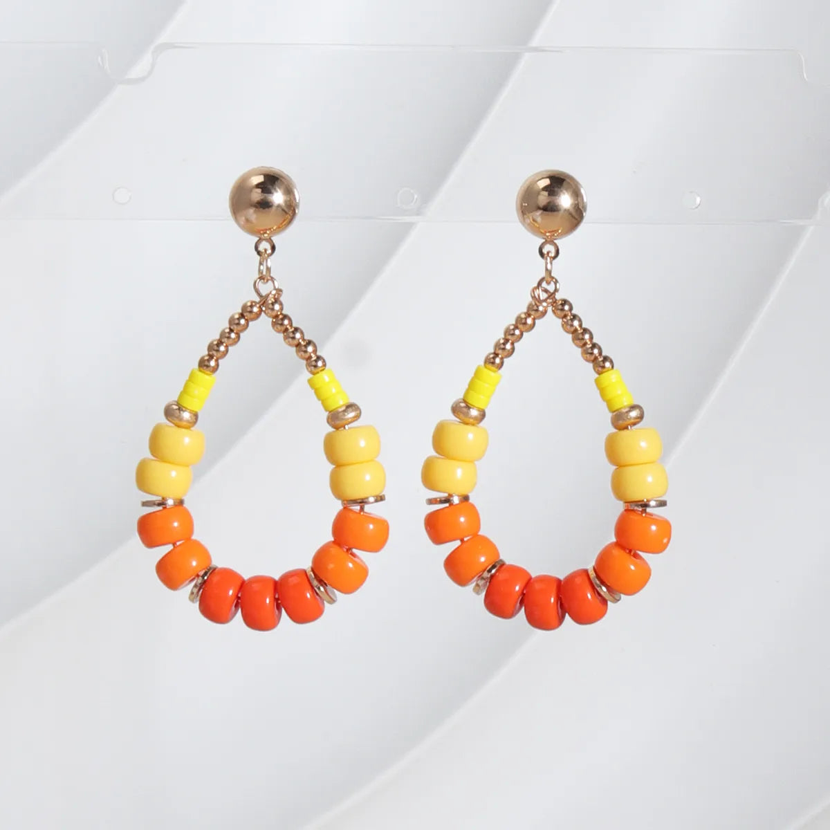 1 Pair Ethnic Style Streetwear Water Droplets Plating Beaded Synthetic Resin Shell 18k Gold Plated Drop Earrings