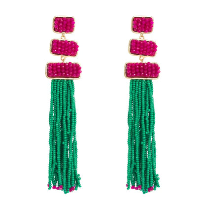 1 Pair Ethnic Style Tassel Alloy Beaded Gold Plated Women'S Drop Earrings