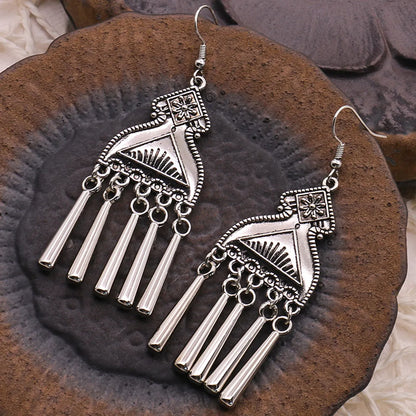 1 Pair Ethnic Style Tassel Flower Alloy Plating Hollow Out Women's Drop Earrings