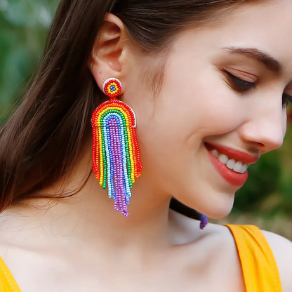 1 Pair Ethnic Style Tassel Mostacilla Drop Earrings